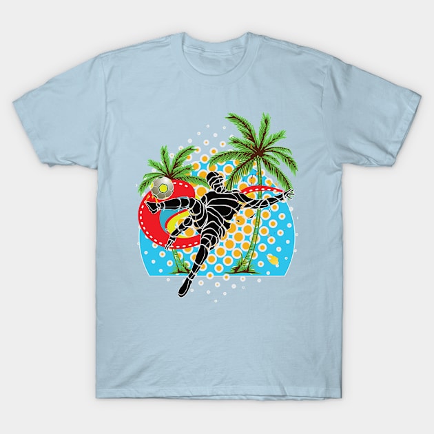 Soccer Player on the Beach T-Shirt by Chipity-Design